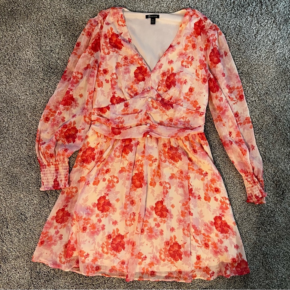 Versona Red and Pink Floral Blouse